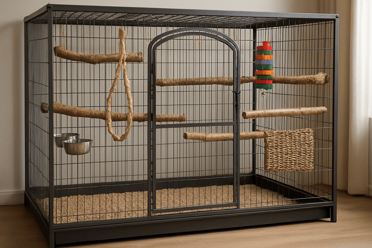 Spacious Bird Cage Setup for Large Parrots