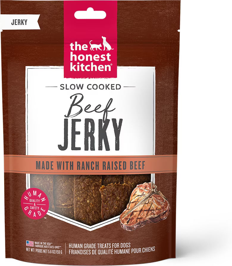 The Honest Kitchen Human Grade Slow Cooked Jerky Beef Recipe Dog Treats 5.6oz