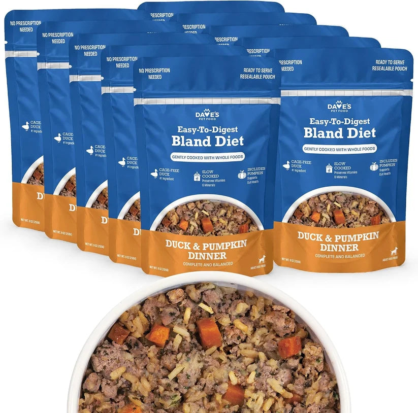 Dave's Bland Diet Duck & Pumpkin Gently Cooked Dog Food 10 Pack - 9 oz Pouches