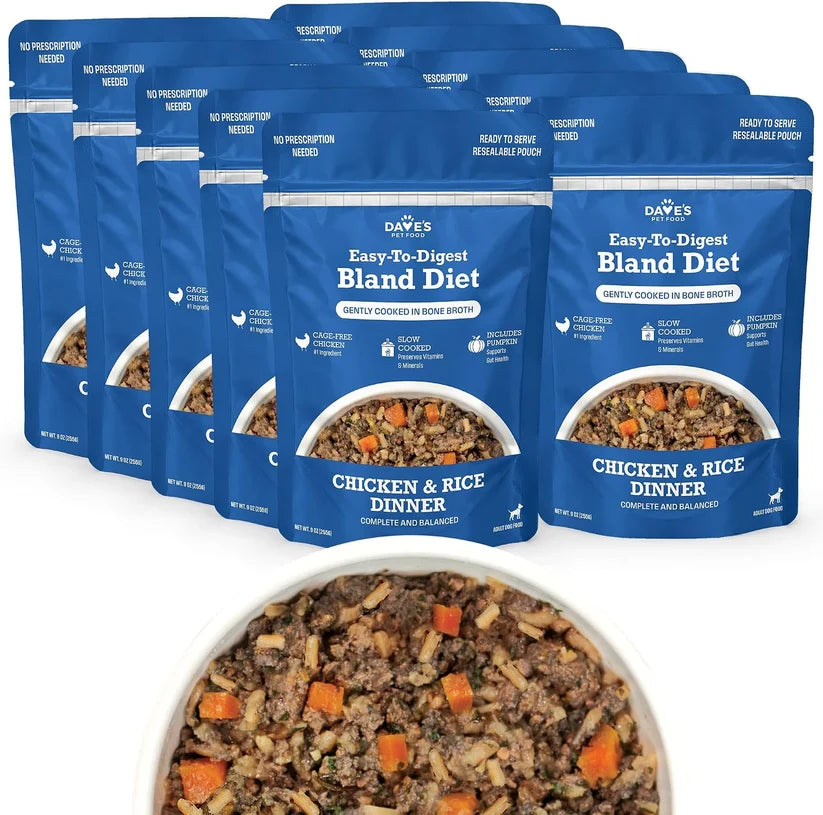 Dave's Bland Diet Chicken & Rice Gently Cooked Dog Food 10 Pack - 9 oz Pouches