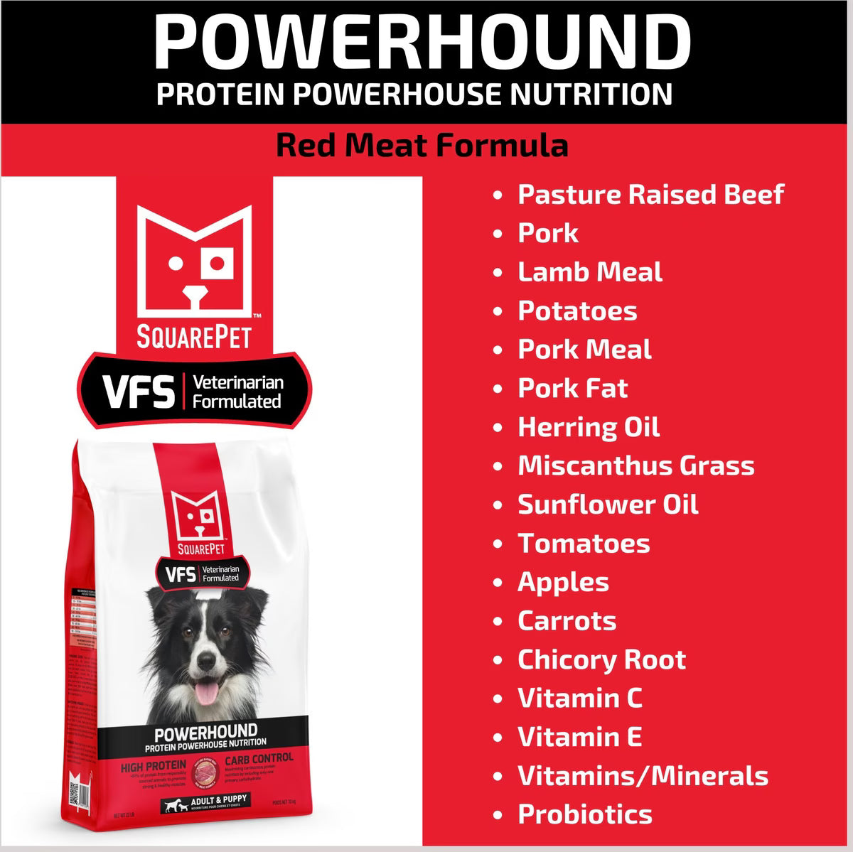 SquarePet VFS PowerHound Red Meat High Protein Dry Dog Food