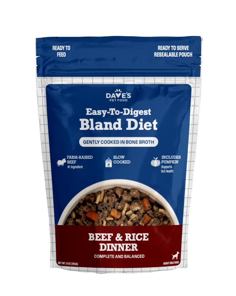 Dave's Bland Diet Beef & Rice Gently Cooked Dog Food 10 Pack - 9 oz Pouches