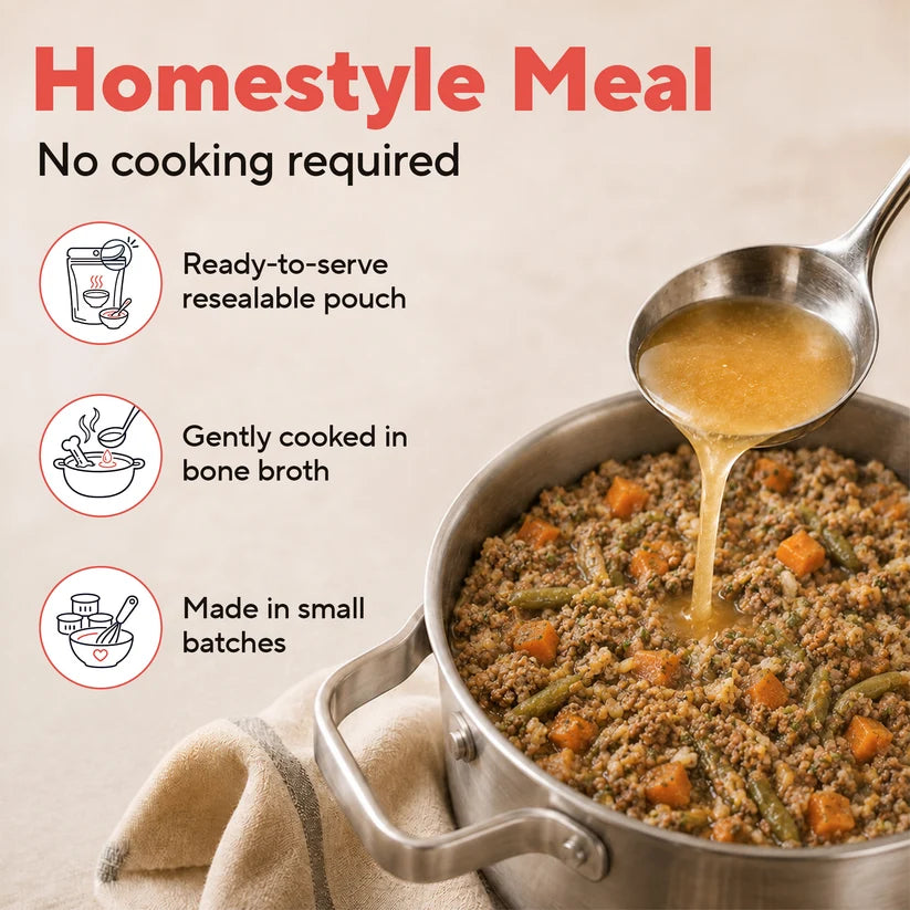 Dave's Homestyle Meal Chicken & Salmon with Brown Rice, Goat Milk Gently Cooked Dog Food 10 Pack - 9 oz Pouches