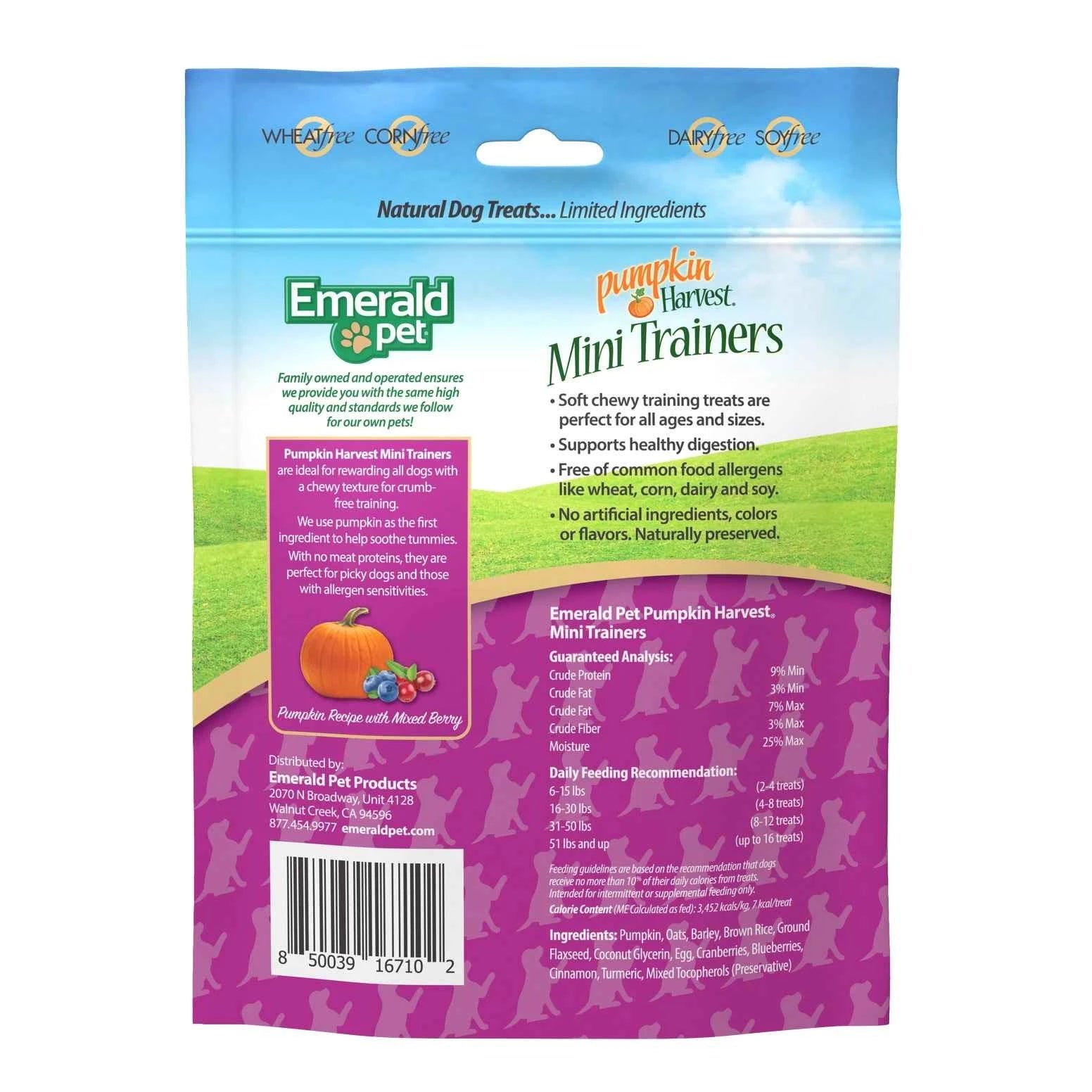 Emerald Pet Pumpkin Harvest Mini Trainers Soft & Chewy Dog Treats 6 oz