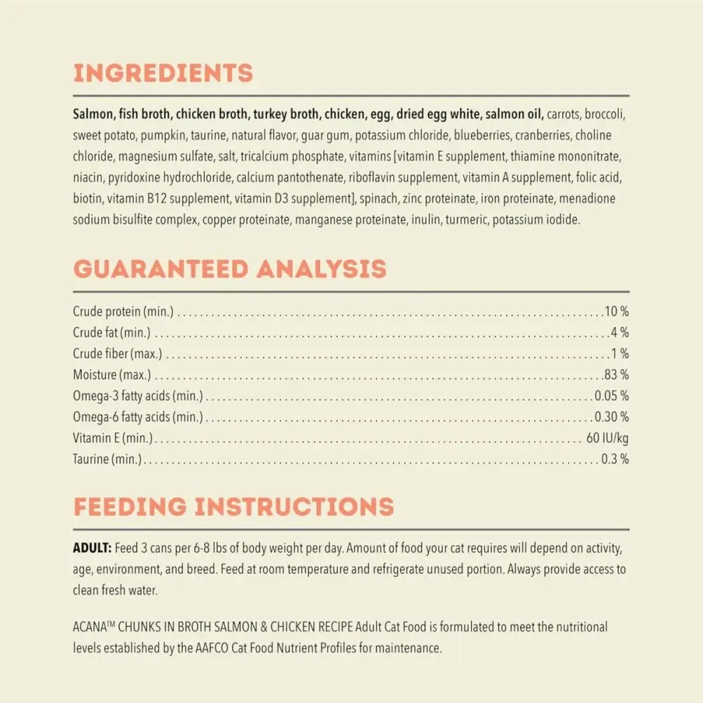 ACANA Salmon and Chicken Chunks in Broth Wet Cat Food - Talis Us