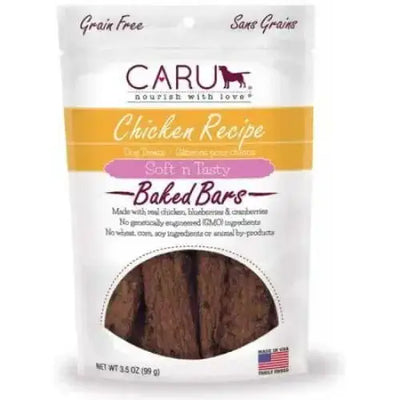 Caru Pet Food Soft 'n Tasty Baked Bars Chicken Recipe Grain-Free Dog Treats Caru Pet Food
