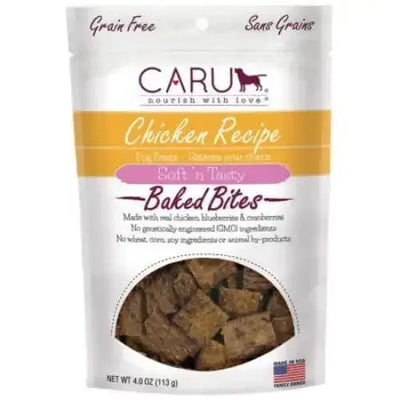 Caru Pet Food Soft 'n Tasty Baked Bites Chicken Recipe Grain-Free Dog Treats Caru Pet Food