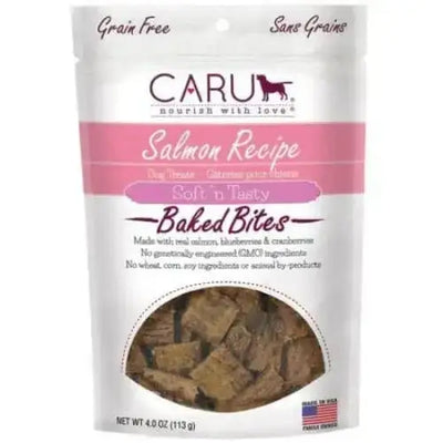 Caru Pet Food Soft 'n Tasty Baked Bites Salmon Recipe Grain-Free Dog Treats Caru Pet Food
