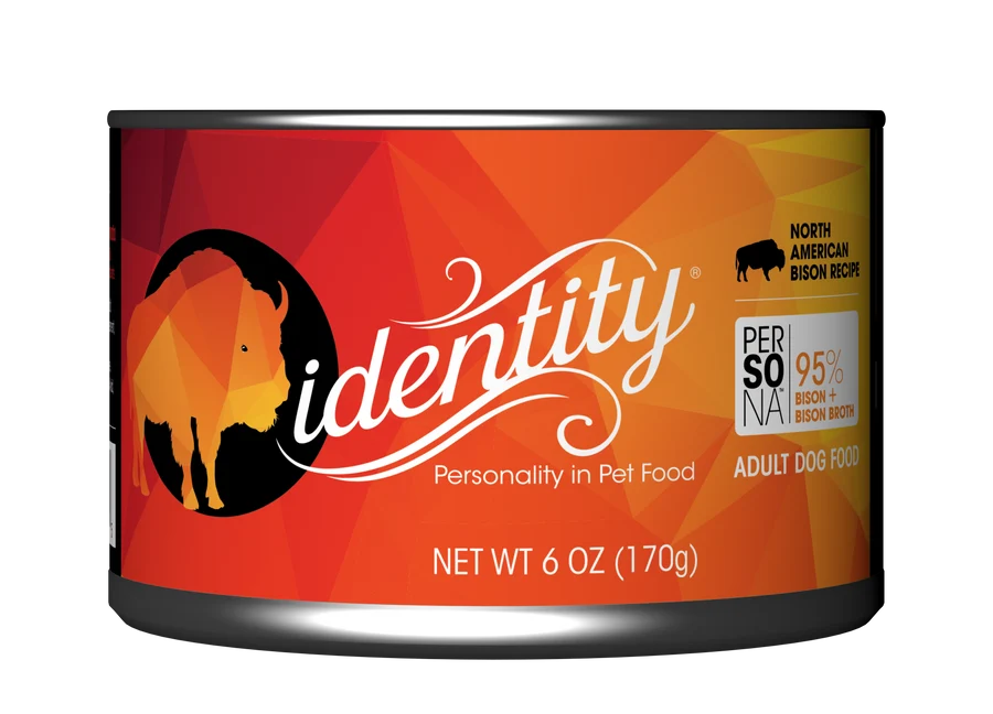 Identity Pet Nutrition Persona Bison Wet Dog Food, 95% Bison & Broth Pâté, 24 x 6 oz Cans