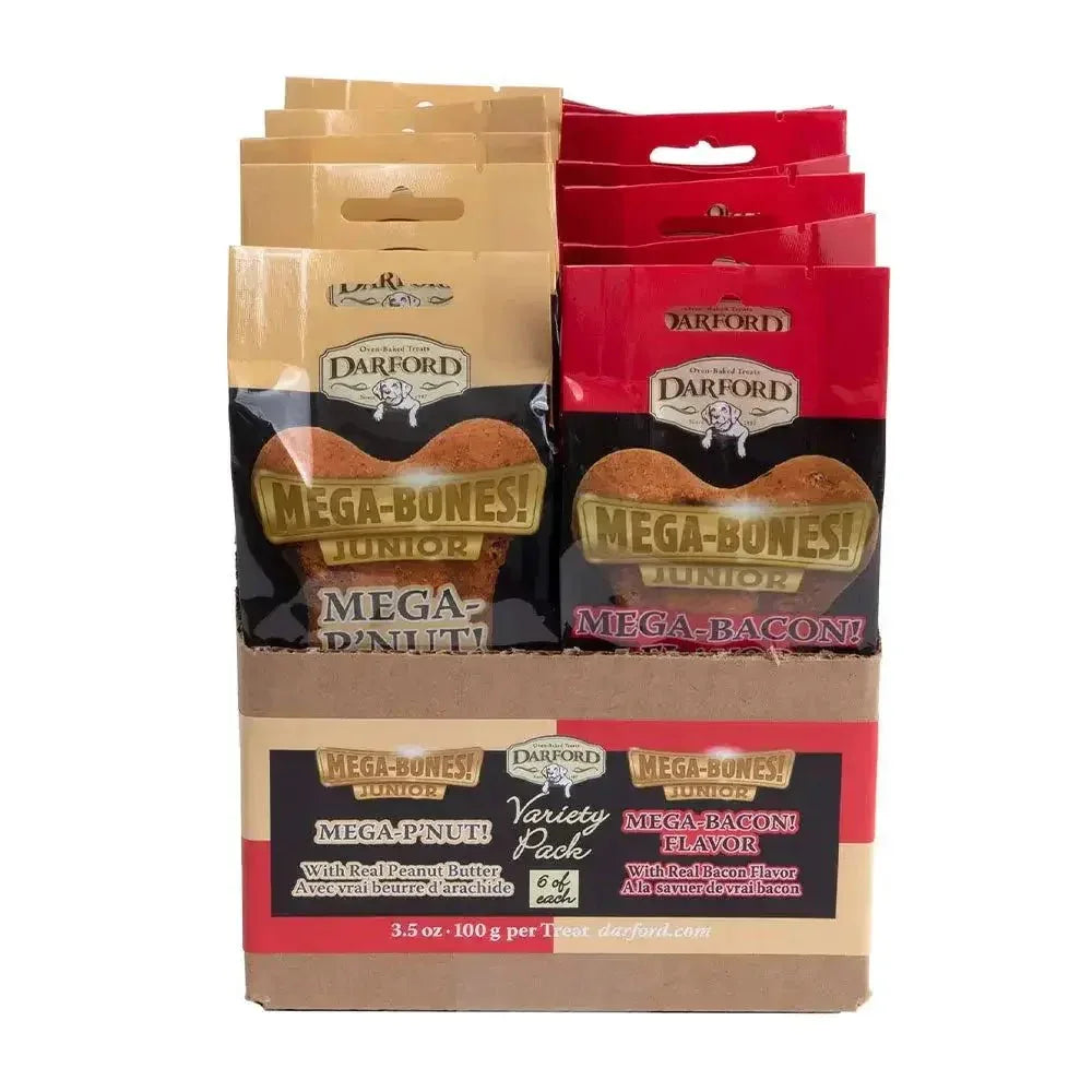 Darford® Mega Bone JR Variety Pack Bacon & Peanut Butter 6 Each Flavor - Talis Us