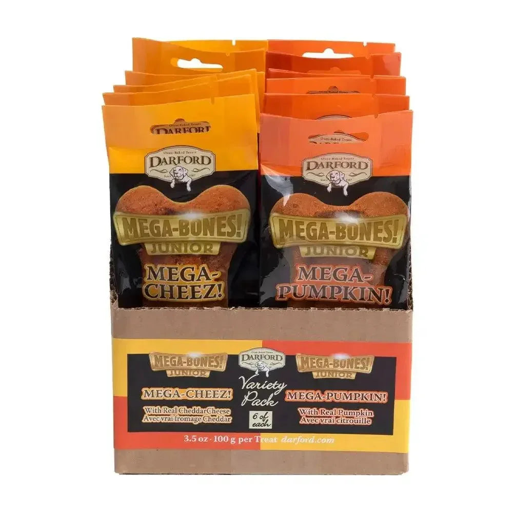 Darford Mega Bone JR Variety Pack Cheese/Pumpkin 6 Each Flavor Dog Treats - Talis Us