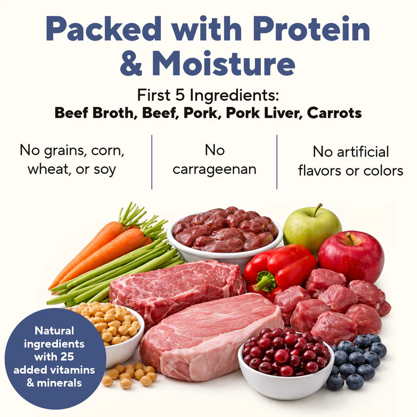 Dave's Pet Food Beef and Pork Dogs Food with high-quality ingredients including beef, pork, and carrots