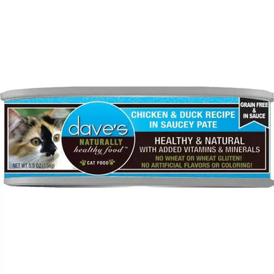 Dave's Pet Food Saucey Pate Grain Free Wet Cat Food 5.5oz can case of 24 - Talis Us