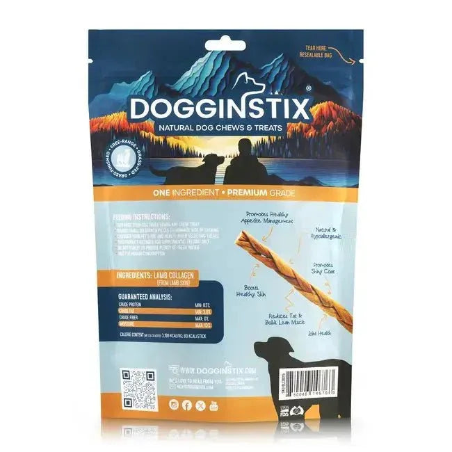 Dogginstix Braided Lamb Collagen Dog Chews 6" - 5 Pieces - Talis Us