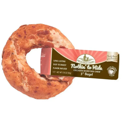 Fieldcrest Farms Nothin' to Hide Salmon Flavor Collagen Bagel Dog Chew 24ea/3 in - Talis Us