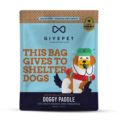 GivePet Doggy Paddle training treats with coconut, mango and pineapple for healthy dog rewards