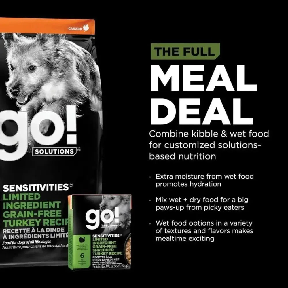 Go! Solutions Sensitivities Limited Ingredient Grain - Free Shredded Turkey Dog Food 12ea/12.5 oz - Talis Us