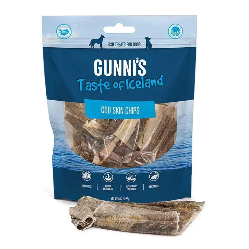 Gunni's Taste of Iceland Omega Rich Cod Skin Chips Dog Treats 9.0oz - Talis Us