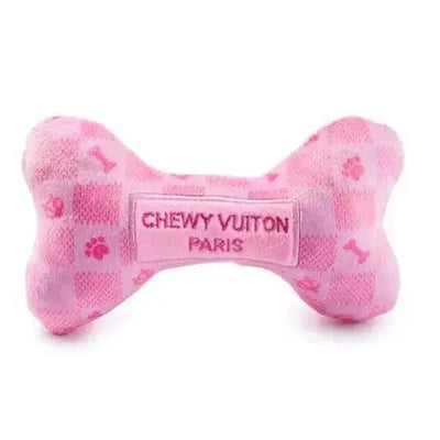 Haute Diggity Dog Pink Checker Chewy Vuiton Bone Plush Dog Toy - Talis Us