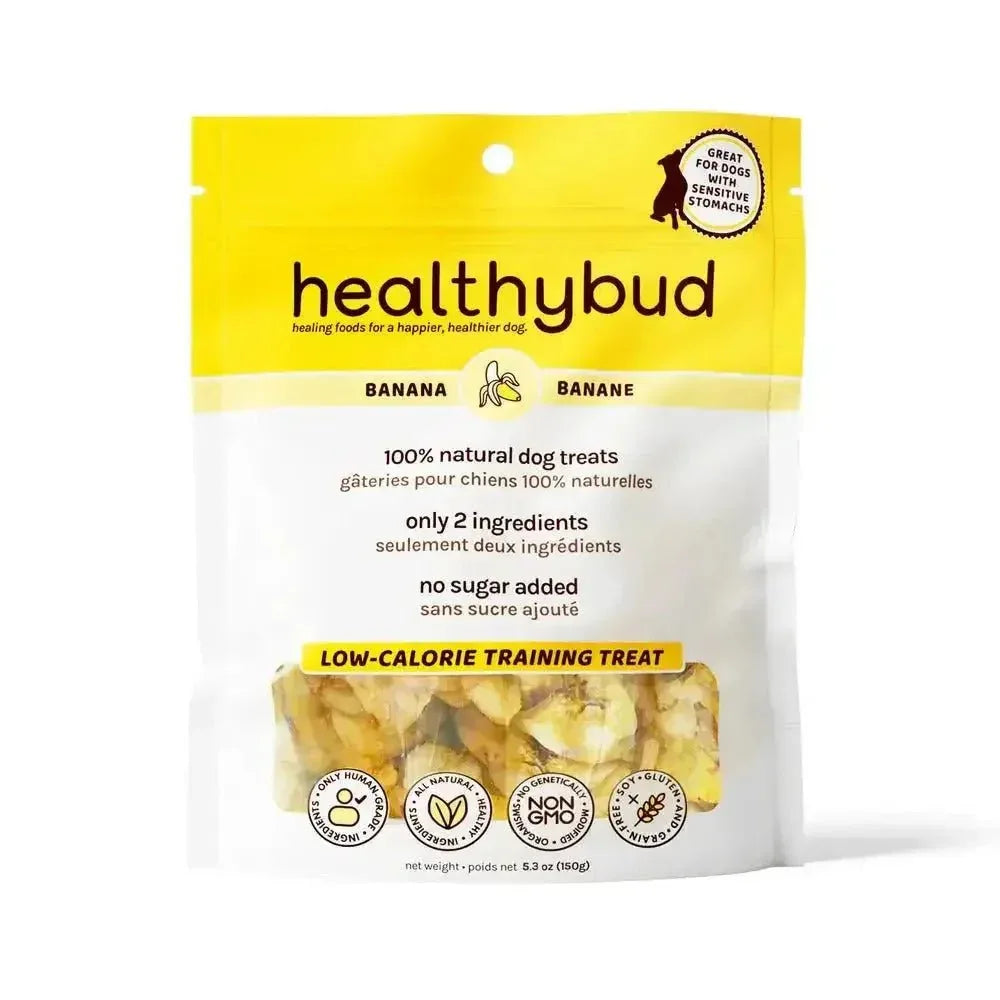 Healthybud Banana Crisps Dehydrated Vegan Training Dog Treats 5.3 Oz - Talis Us