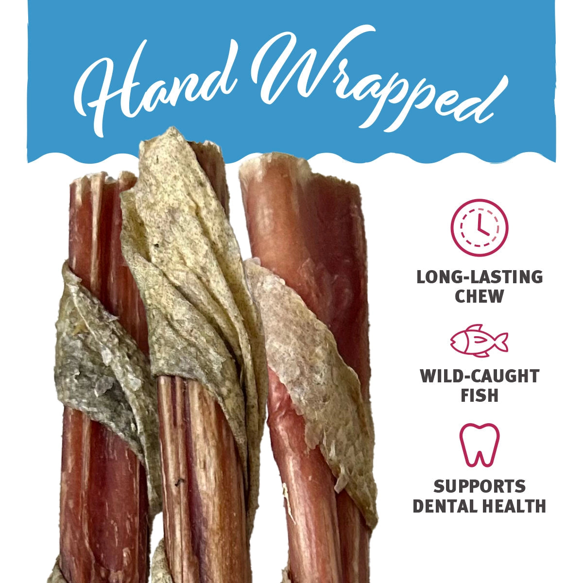 Icelandic+ Bully Stick Dog Treats Hand Wrapped for Long-Lasting Chew and Dental Health