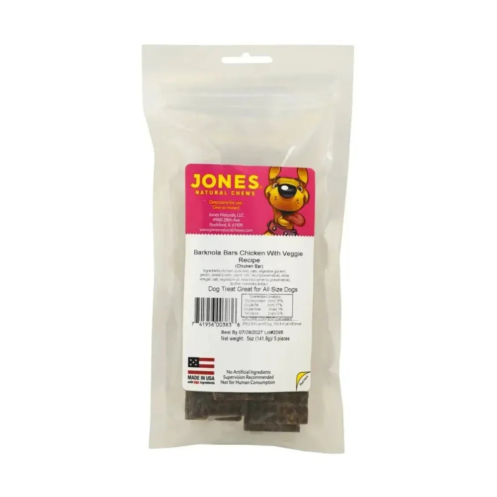 Jones Natural Chews Barknola Bar Chicken with Veggie Healthy Dog Snacks - Talis Us