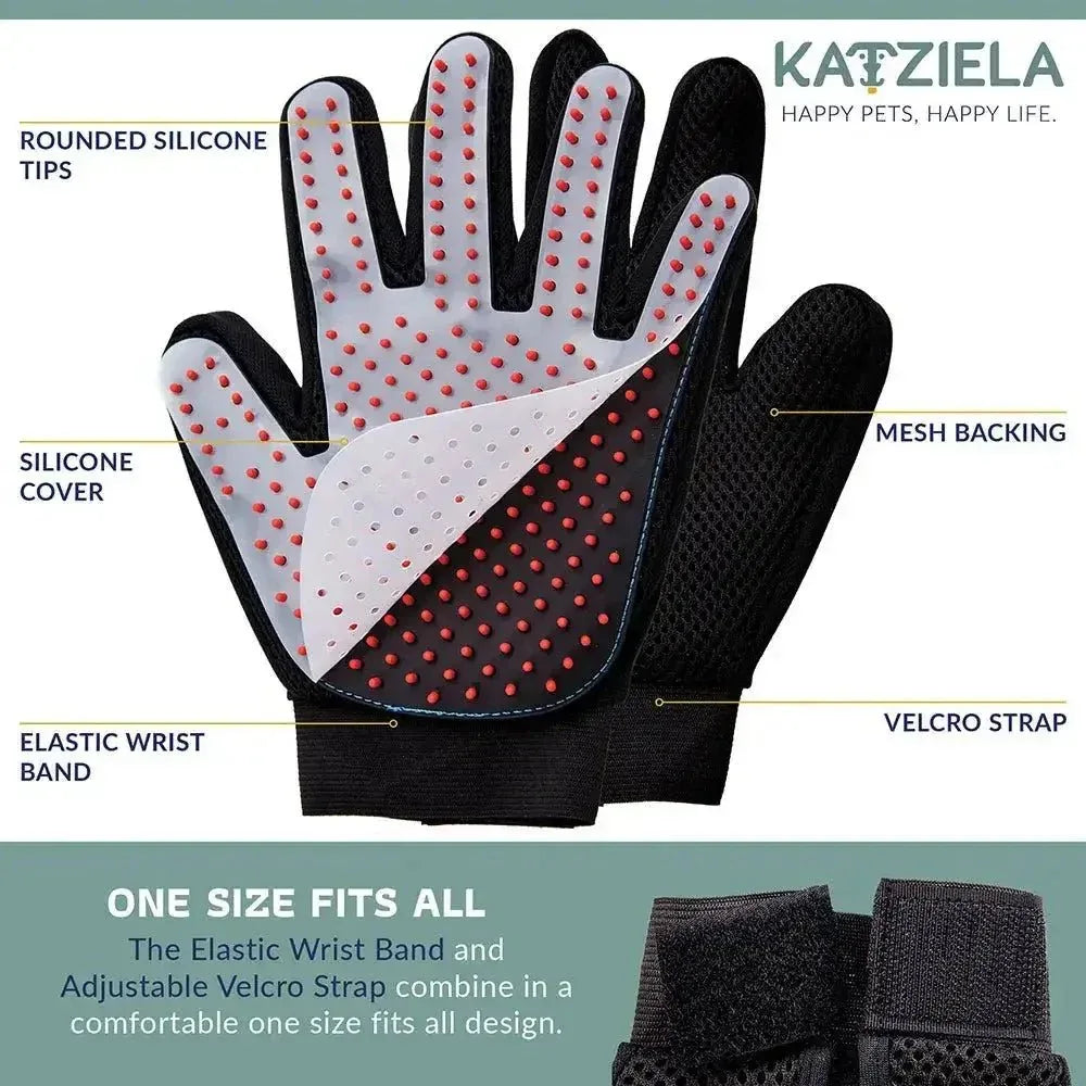 Katziela® Gentle Pet Grooming Gloves Dog, Cat, Horse & Small Pets Shedding - Talis Us