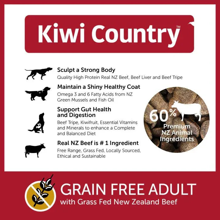 Kiwi Country Grain - Free Beef Dry Dog Food 4.4 lb - Talis Us