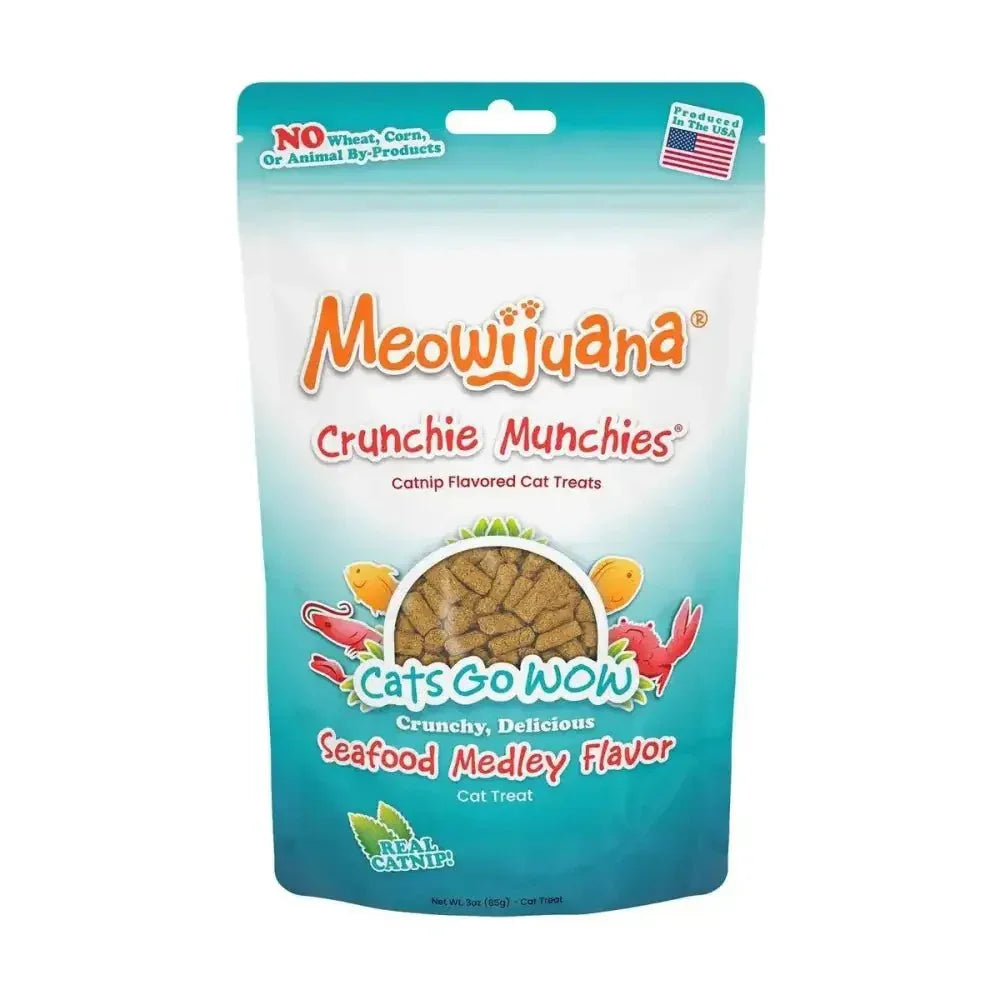 Meowijuana Crunchie Munchie Seafood Medley Cat Treat 3oz - Talis Us