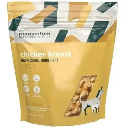 Momentum Carnivore Nutrition 3.5oz Freeze Dried Raw Chicken Breast Treats for Dogs and Cats, Single-Ingredient Raw Snack.
