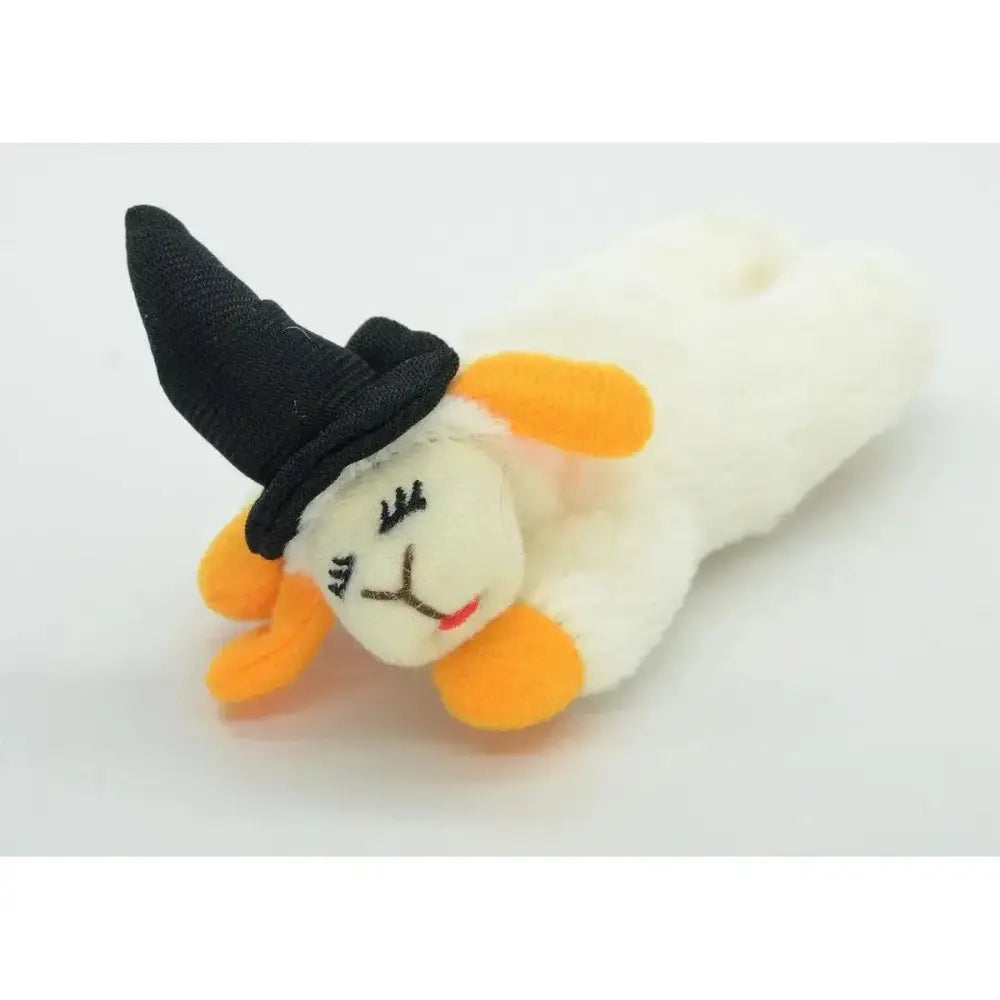 Multipet Halloween Lamb Chop w/ Black Witch Hat Cat Toy 4" - Talis Us