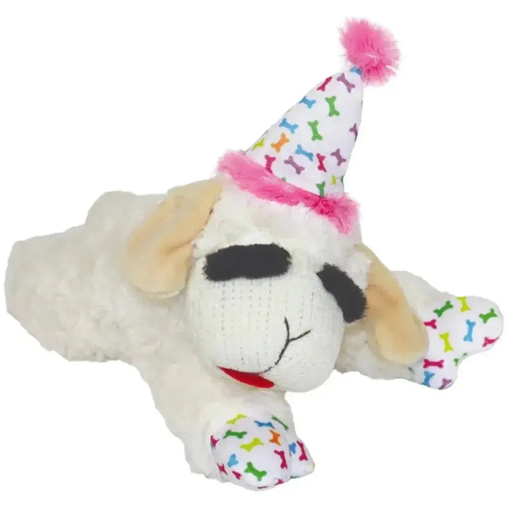 Multipet Lamb Chop w/ Birthday Hat Dog Toys 10.5" - Talis Us
