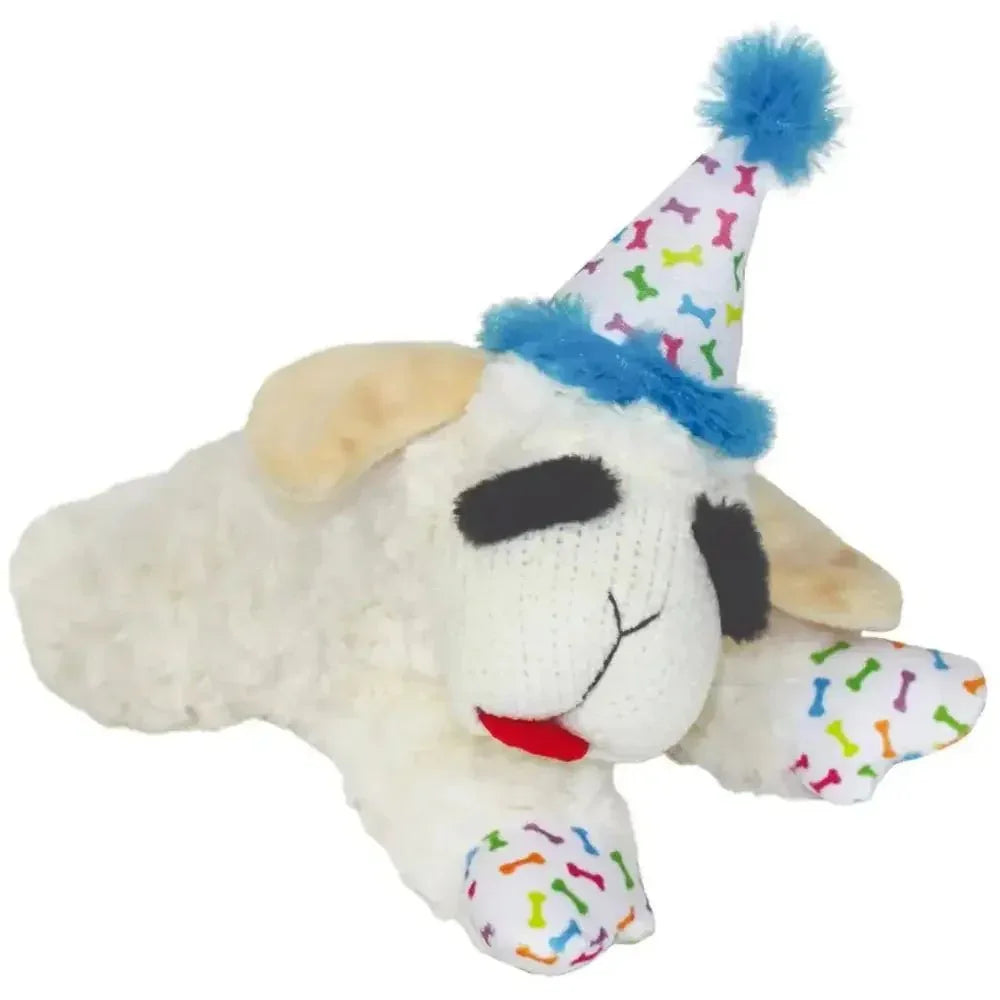 Multipet Lamb Chop w/ Birthday Hat Dog Toys 10.5" - Talis Us