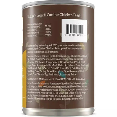 Nature's Logic Canine Chicken Feast Grain-Free Canned Dog Food 13.2 oz case of 12 Nature's Logic
