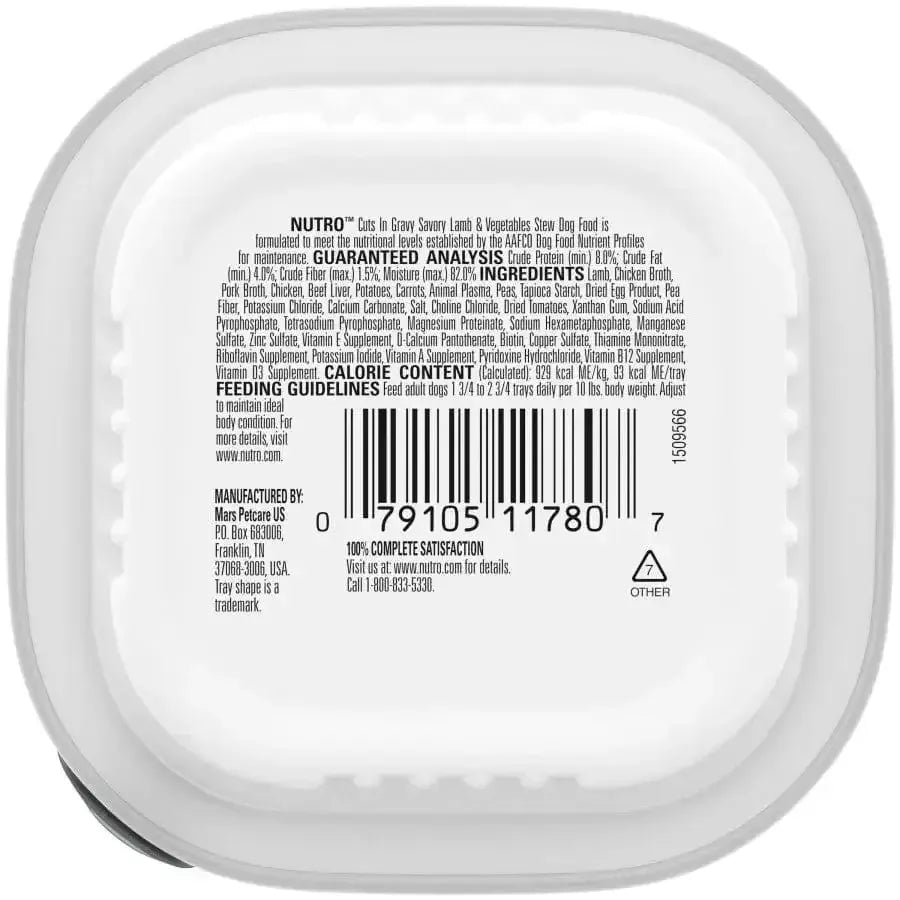 Nutro Products Grain Free Cuts in Gravy Adult Wet Dog Food Savory Lamb & Vegetable Stew Nutro