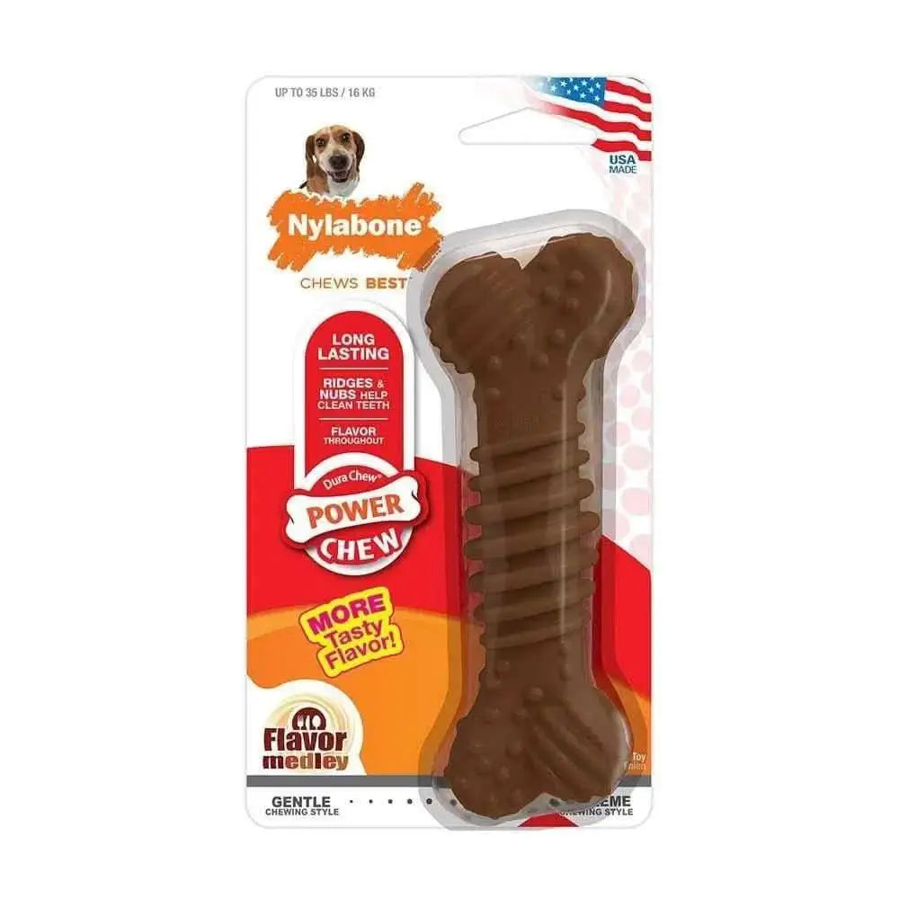 Nylabone® Dura Chews® Power Chews Medley Flavor Long Lasting Textured Bone Chews Dog Toys Wolf Up to Nylabone®