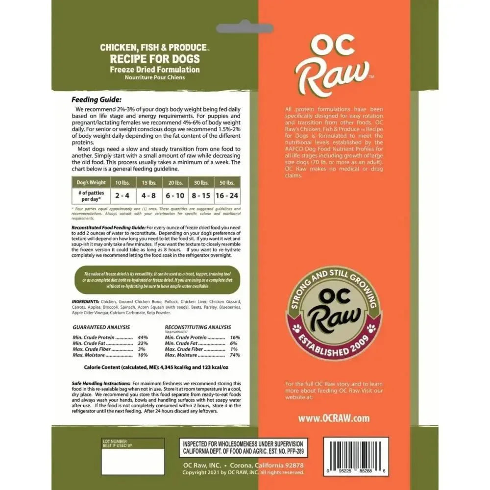 OC Raw Freeze Dried Meaty Rox Chicken, Fish & Produce Sliders Dog Food 14oz - Talis Us