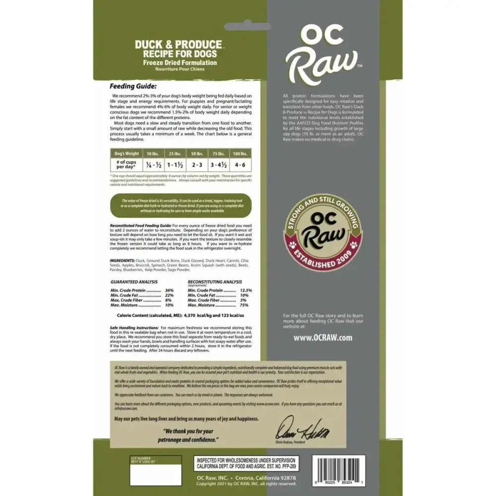 OC Raw Freeze Dried Meaty Rox Duck & Produce Dog Food - Talis Us