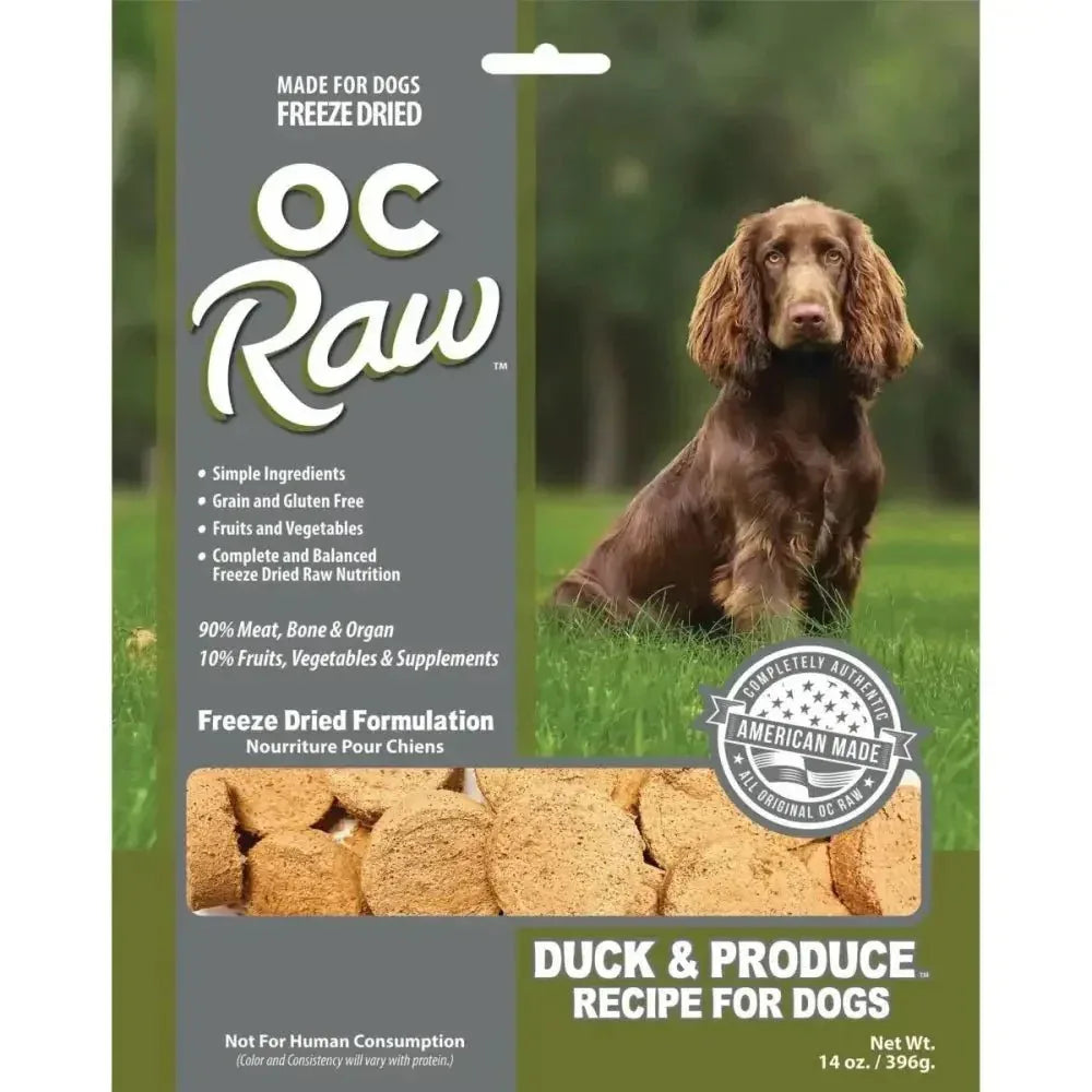 OC Raw Freeze Dried Meaty Rox Duck & Produce Sliders Dog Food 14oz - Talis Us