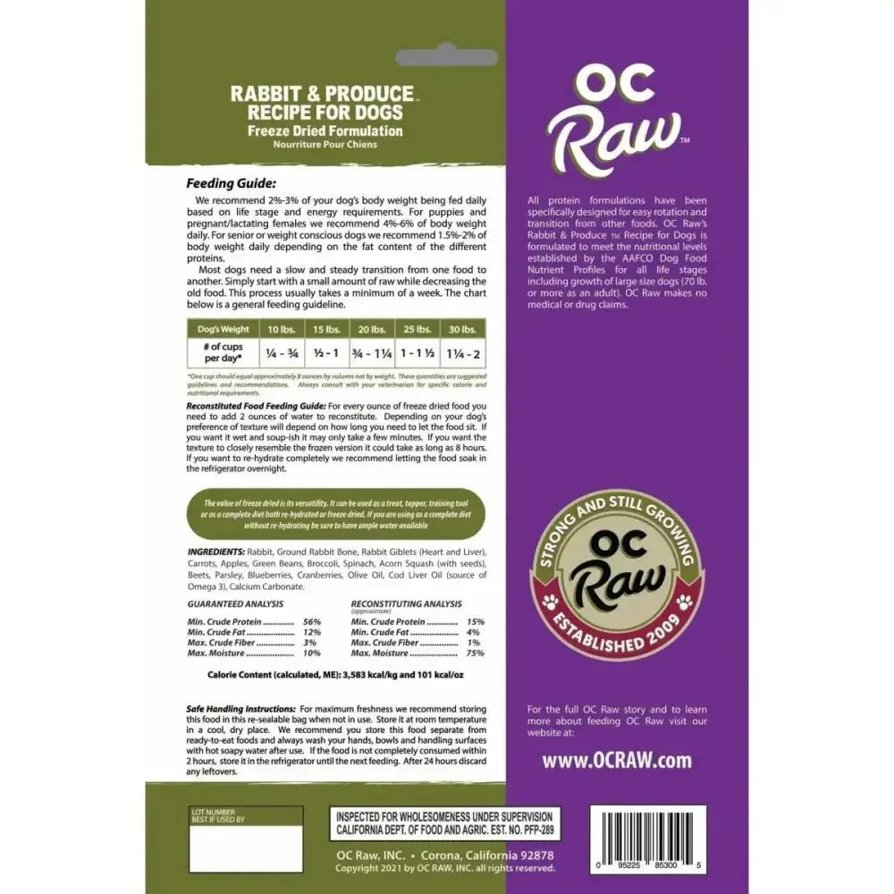 OC Raw Freeze Dried Meaty Rox Rabbit & Produce Sliders Dog Food 14oz - Talis Us