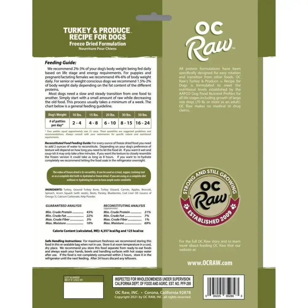 OC Raw Freeze Dried Meaty Rox Turkey & Produce Sliders Dog Food 14oz - Talis Us