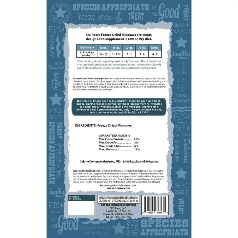 OC Raw Minnows Freeze Dried Dog Treats 3.2oz - Talis Us