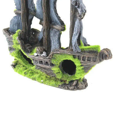 Penn Plax Pirate Ship with Moss Aquatic Decor - Talis Us