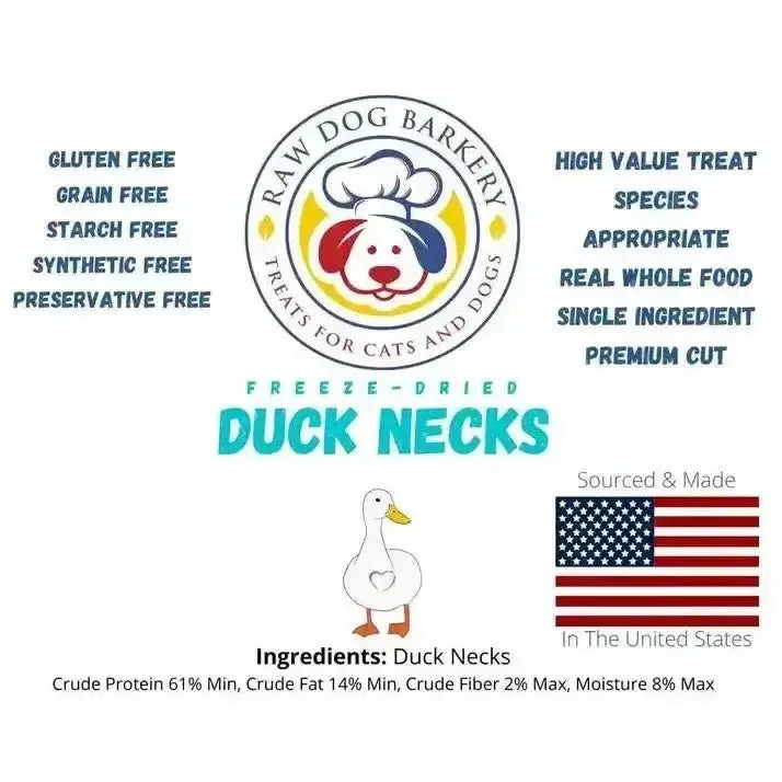 Raw Dog Barkery Duck Neck Freeze - Dried Dog Treats 1lb Bulk - Talis Us