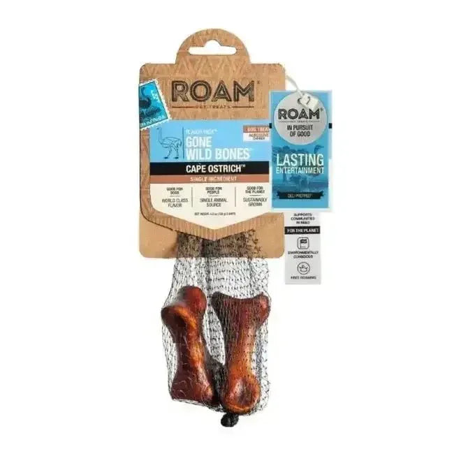 Roam Pet Treats Long Lasting Ostrich Gone Wild Dog Bone Treat 2pk - Talis Us