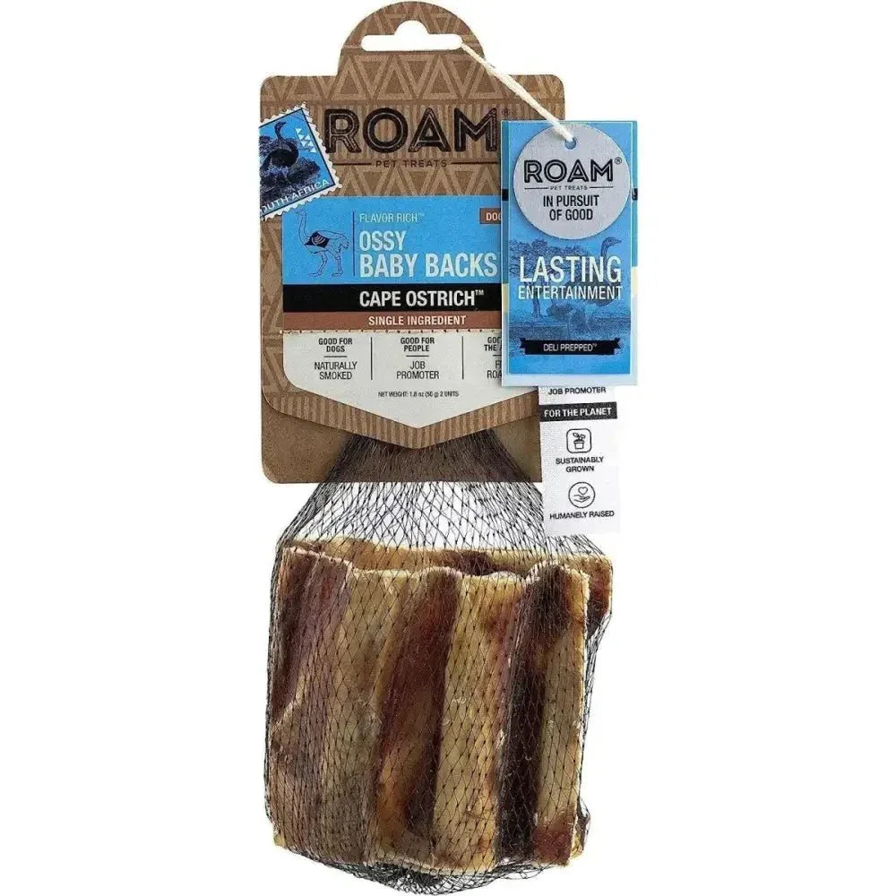 Roam Pet Treats Ossy Baby Back Rib Ostrich Dog Chew - Talis Us