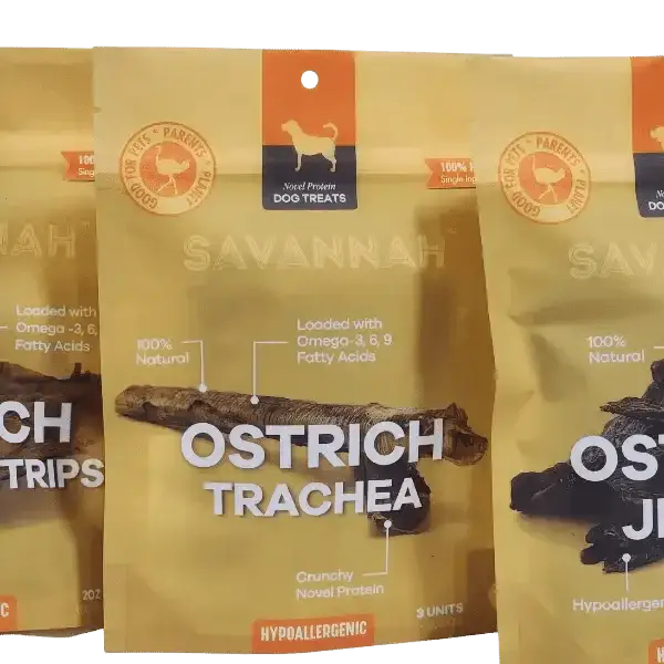 Savannah - Crunchy Ostrich Trachea Cuts. Light - weight, Natural Dog Chew Treat - Talis Us