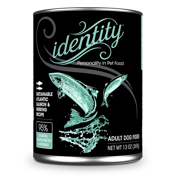 Identity 95% Sustainable Atlantic Salmon, Salmon Broth & Herring Pâté Wet Dog Food 12/13OZ