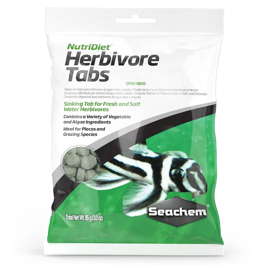 Seachem Laboratories NutriDiet Herbivore Fish Food Sinking Tablets 3Oz - Talis Us