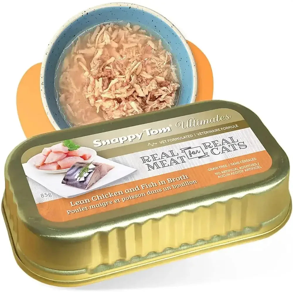 Snappy Tom Ultimates Lean Chicken and Fish in Broth Canned Cat Food 12/3oz Snappy Tom